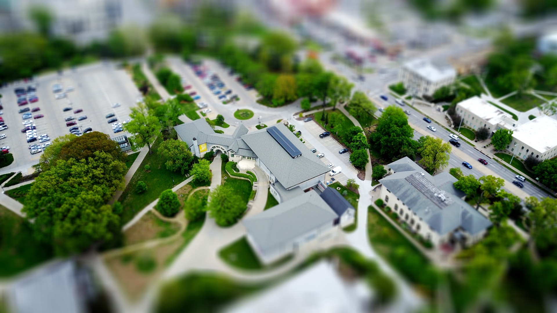 A model of a city with lots of trees