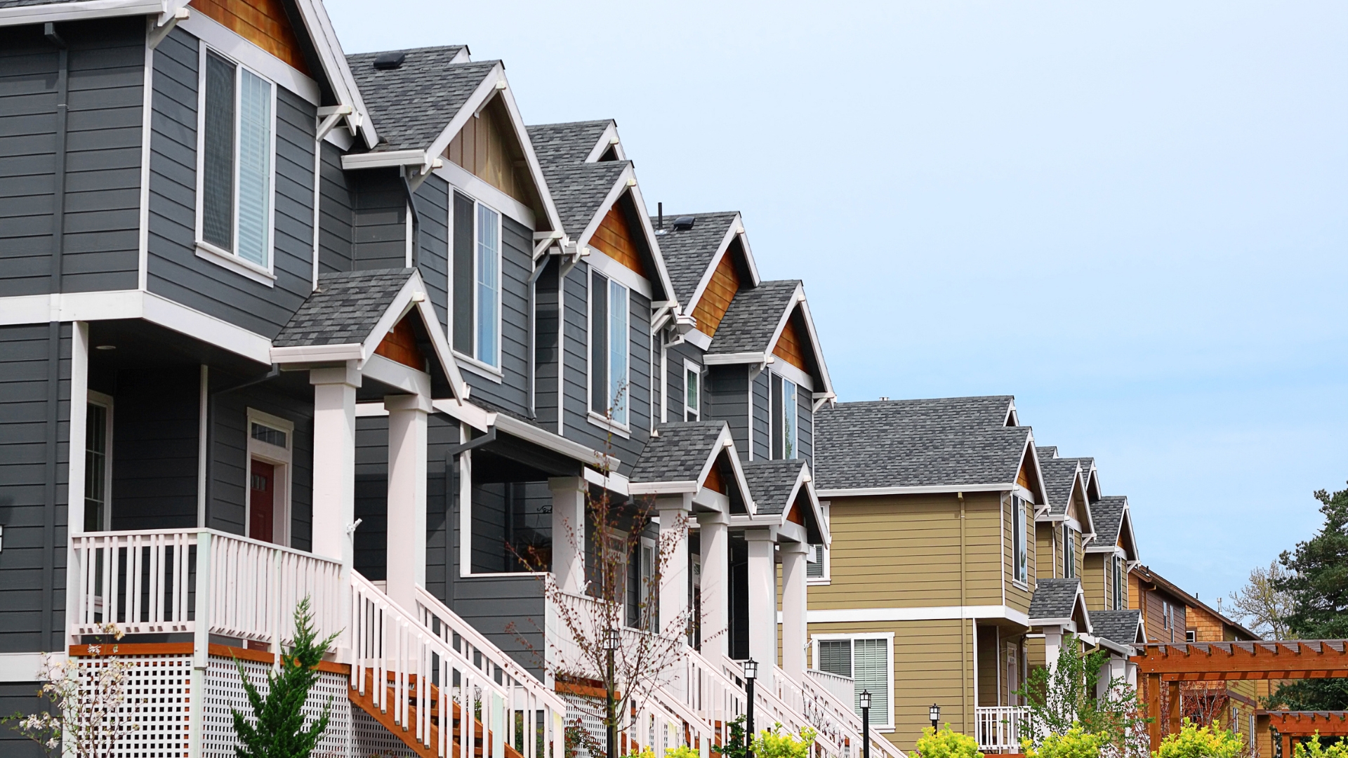 A row of houses in a residential area